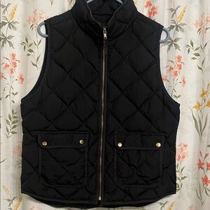 J. Crew Black Quilted Vest M/L